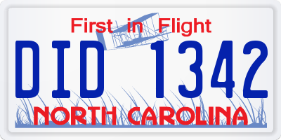 NC license plate DID1342