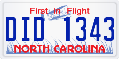NC license plate DID1343