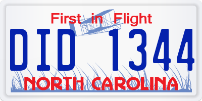 NC license plate DID1344