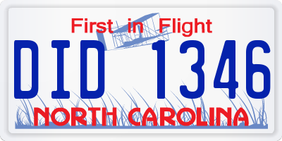 NC license plate DID1346