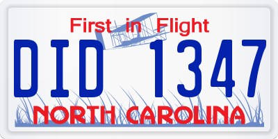 NC license plate DID1347