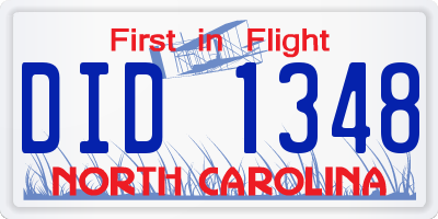 NC license plate DID1348