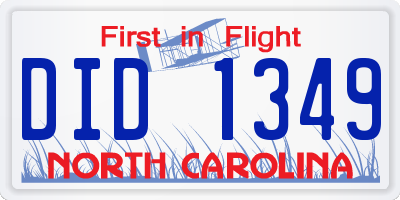 NC license plate DID1349