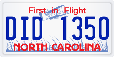 NC license plate DID1350
