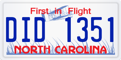 NC license plate DID1351
