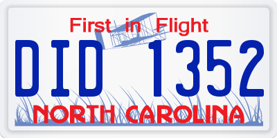 NC license plate DID1352