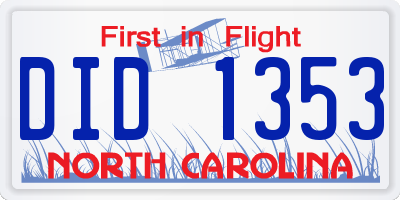 NC license plate DID1353