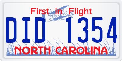 NC license plate DID1354