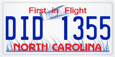 NC license plate DID1355