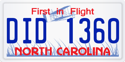 NC license plate DID1360