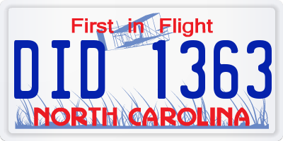 NC license plate DID1363