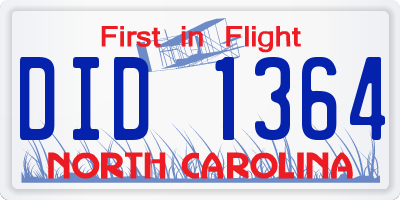 NC license plate DID1364