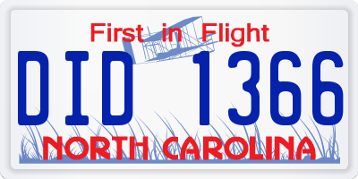 NC license plate DID1366