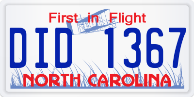 NC license plate DID1367