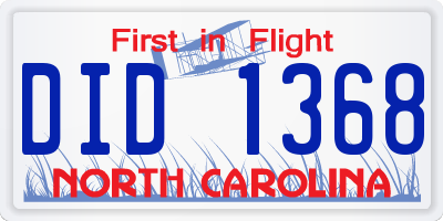NC license plate DID1368