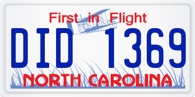 NC license plate DID1369