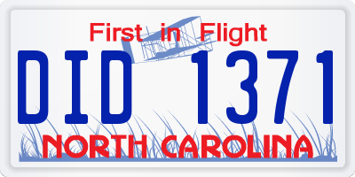 NC license plate DID1371