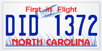 NC license plate DID1372