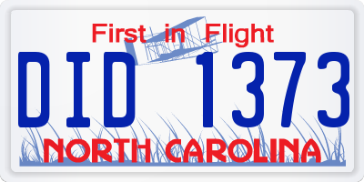 NC license plate DID1373