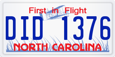 NC license plate DID1376