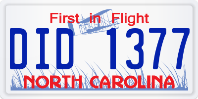 NC license plate DID1377