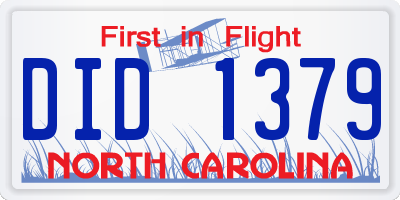 NC license plate DID1379
