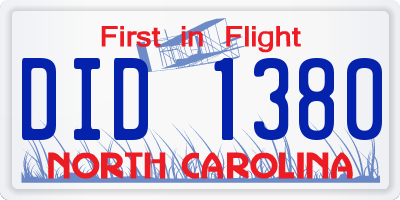 NC license plate DID1380