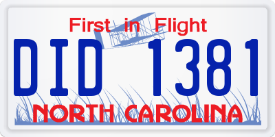 NC license plate DID1381
