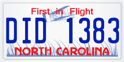 NC license plate DID1383
