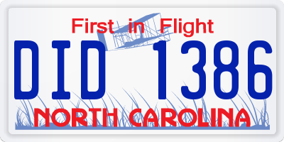 NC license plate DID1386