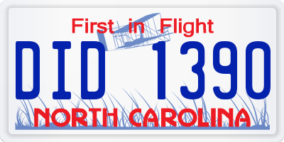 NC license plate DID1390