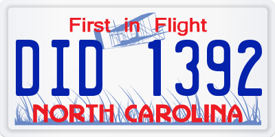 NC license plate DID1392
