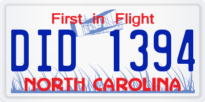 NC license plate DID1394