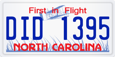 NC license plate DID1395