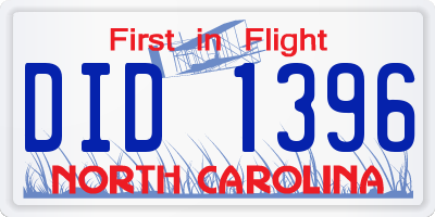 NC license plate DID1396