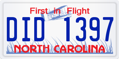 NC license plate DID1397