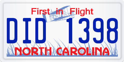 NC license plate DID1398