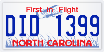 NC license plate DID1399