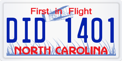 NC license plate DID1401