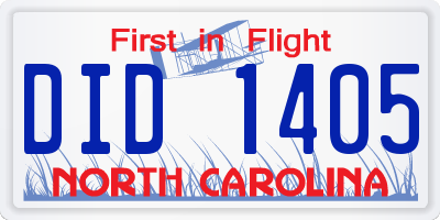 NC license plate DID1405