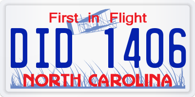 NC license plate DID1406