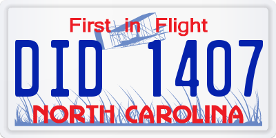 NC license plate DID1407