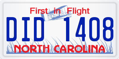 NC license plate DID1408
