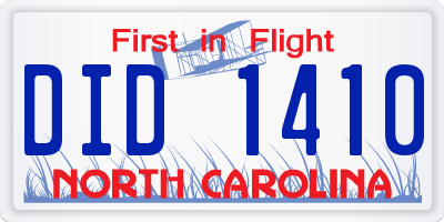 NC license plate DID1410