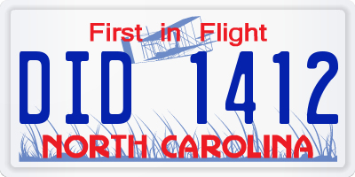 NC license plate DID1412