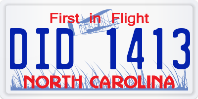 NC license plate DID1413
