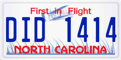 NC license plate DID1414