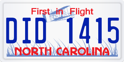 NC license plate DID1415