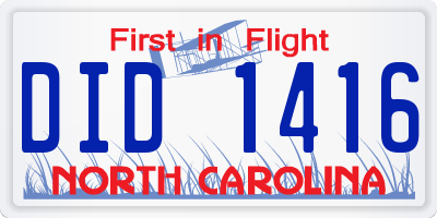 NC license plate DID1416