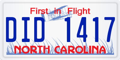 NC license plate DID1417